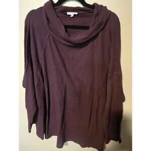 Maurices Womens Lightweight Cowl Neck Waffle Knit Sweater Plus Size 3X Maroon